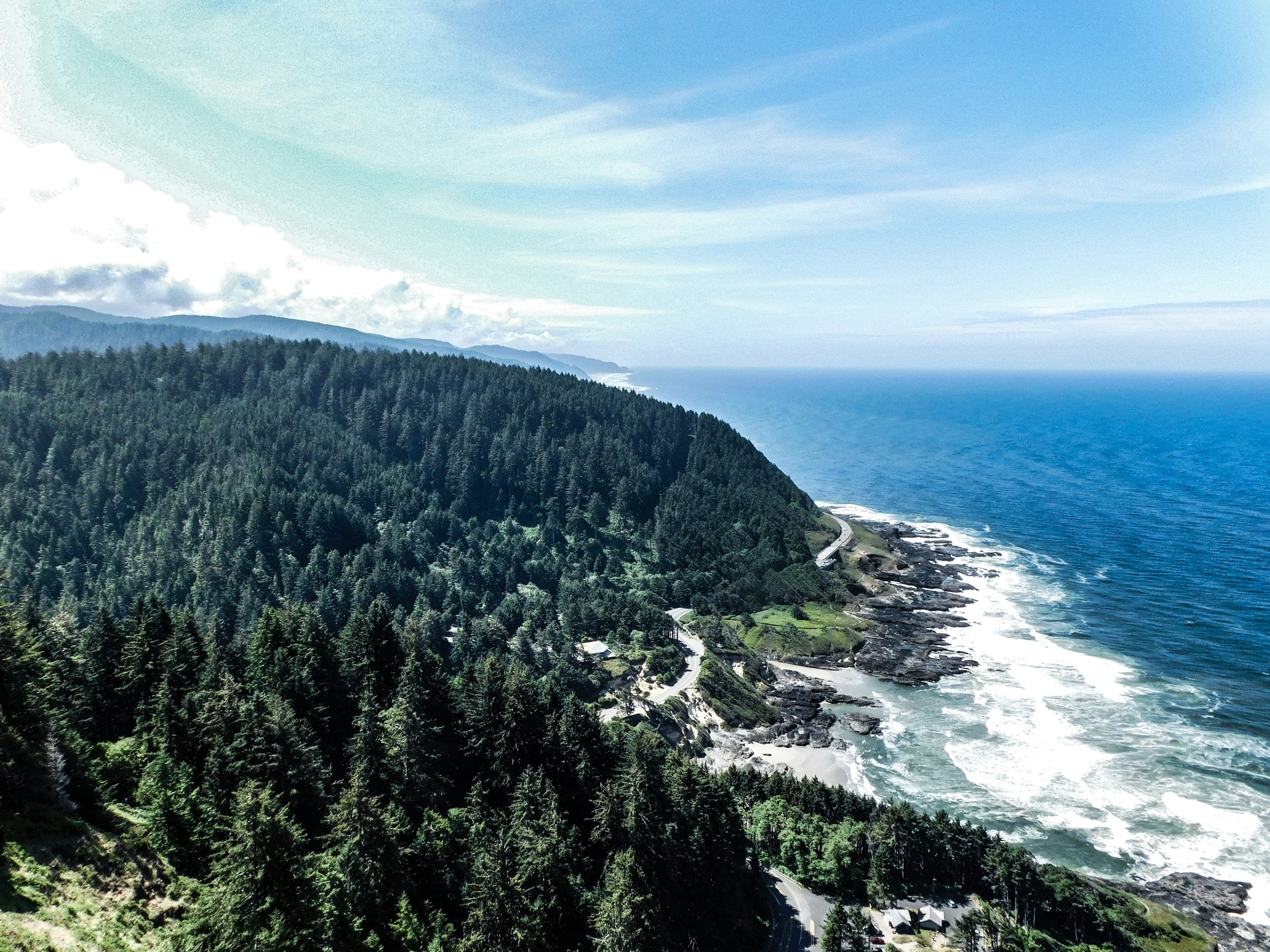 a scenic view of the ocean from a high point of view